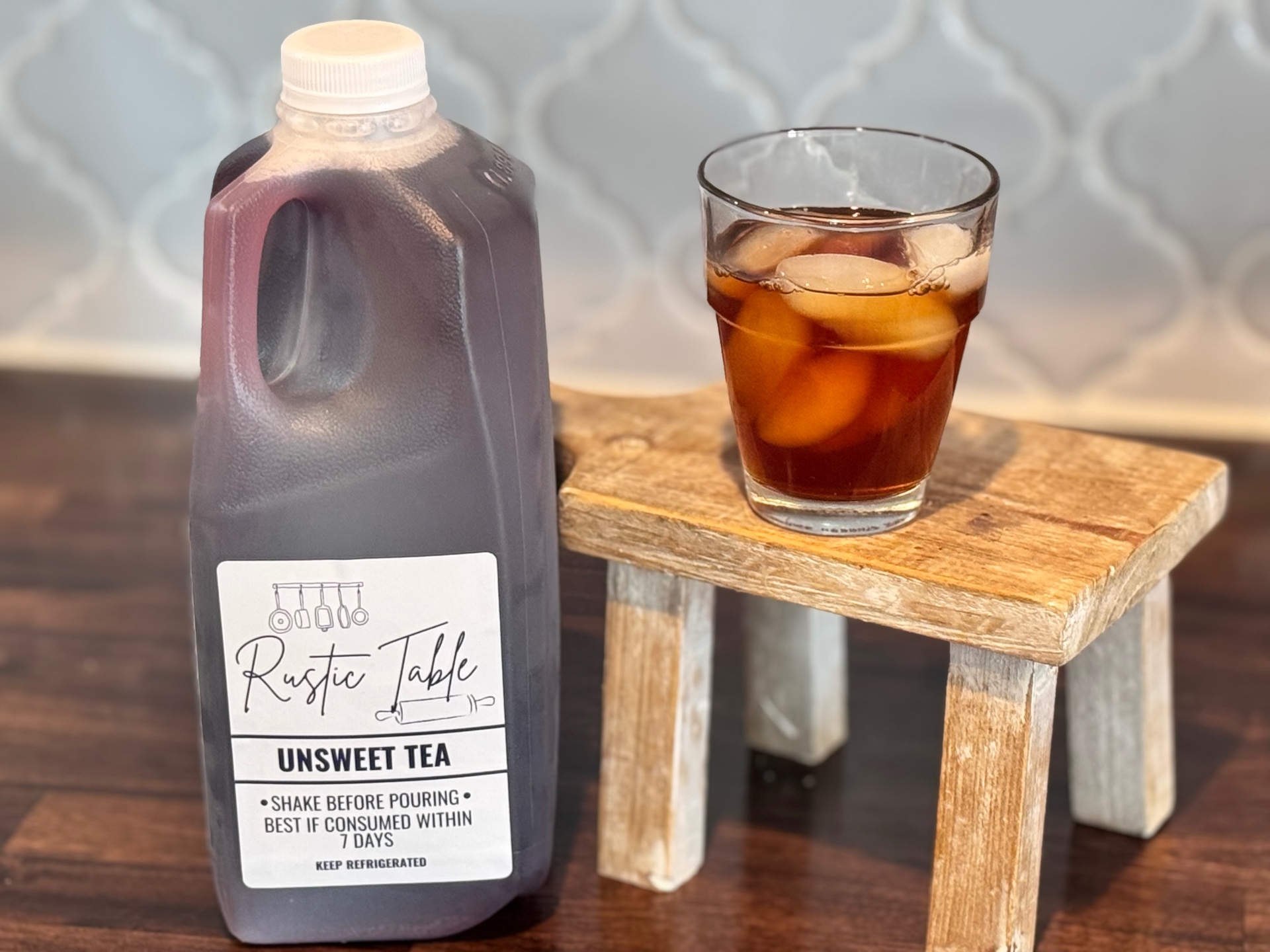 Glass of unsweet tea over ice