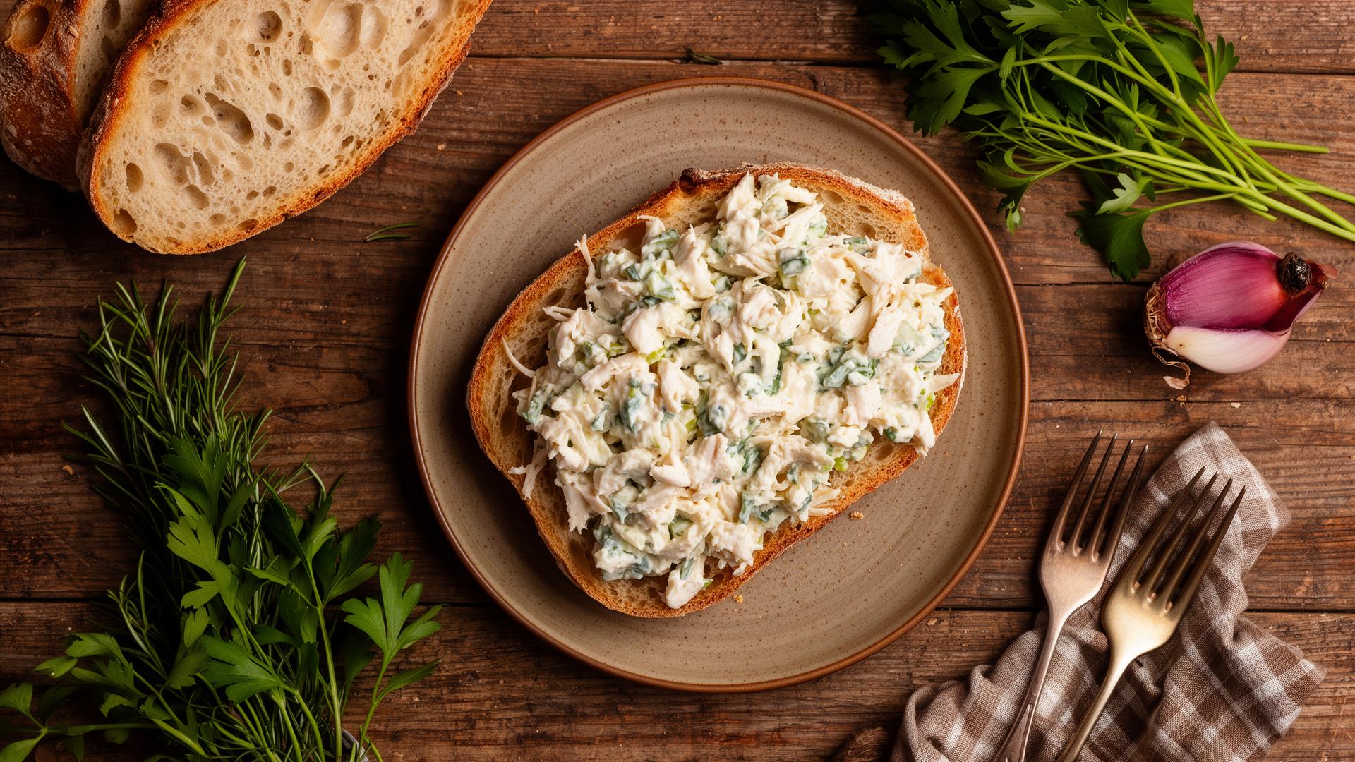 Chicken salad on rustic sourdough